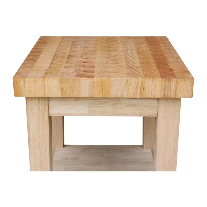 Unfinished Solid Parawood Kitchen Island Cart