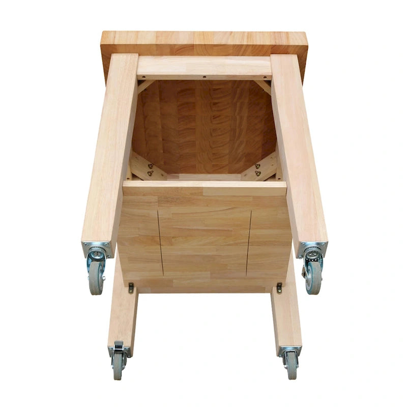 Unfinished Solid Parawood Kitchen Island Cart