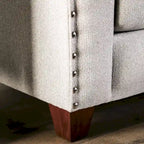 Transitional Light Grey Fabric Upholstered Nailhead Trim Sloped Arms Sofa