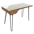 Mid-century Modern Office Desk with Glass Top