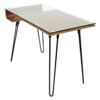 Mid-century Modern Office Desk with Glass Top