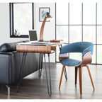 Mid-century Modern Office Desk with Glass Top