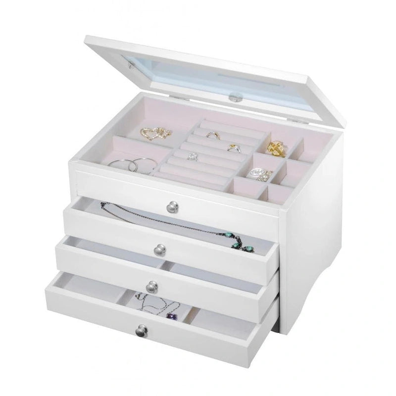 Elegant Elizabeth 3-drawer White Jewelry Box