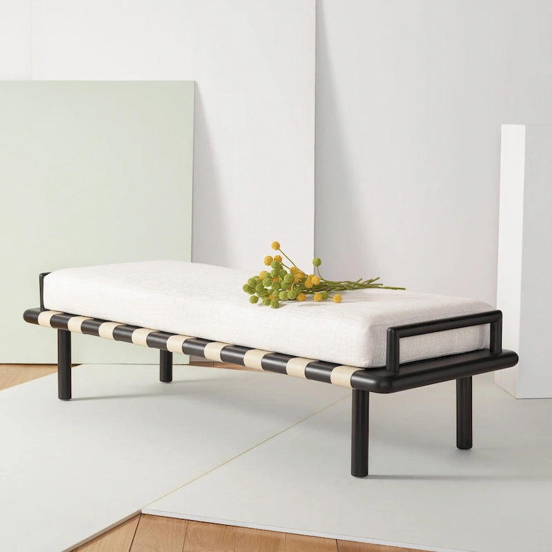 Teak Cushion Bench - 70 In W x 26 In D x 19 In H - 70Wx26Dx19H