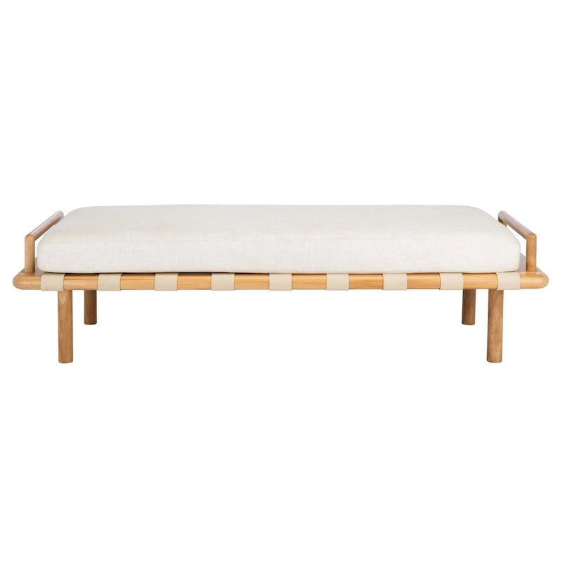 Teak Cushion Bench - 70 In W x 26 In D x 19 In H - 70Wx26Dx19H