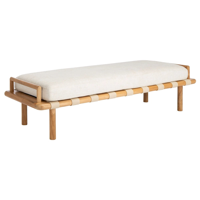 Teak Cushion Bench - 70 In W x 26 In D x 19 In H - 70Wx26Dx19H