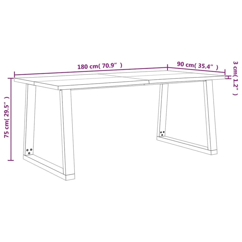 Dining Table with Live Edge 78.7x35.4x29.5 Solid Wood Acacia