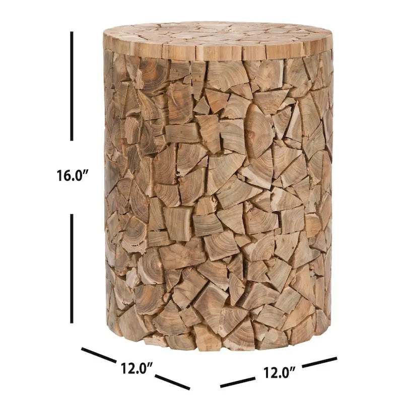 Teak Wood Round Stool - 12 x 12 x 16 - 12Wx12Dx16H