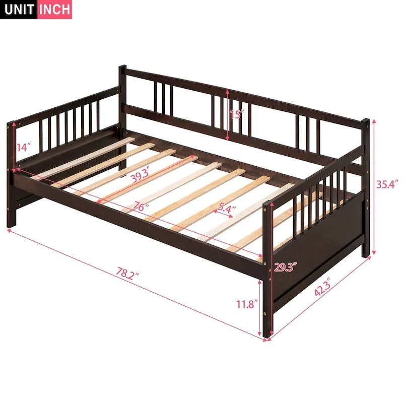 Multifunctional Solid Wood Daybed: Twin Size, Storage