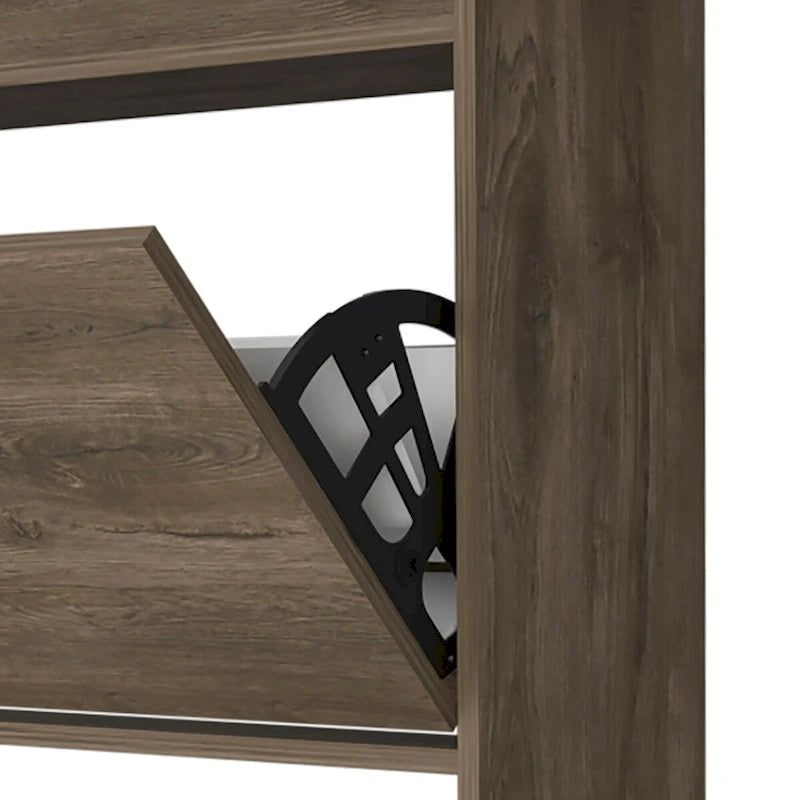 Wooden Shoe Storage Cabinet with 2 Flip Drawers and a Top Shelf
