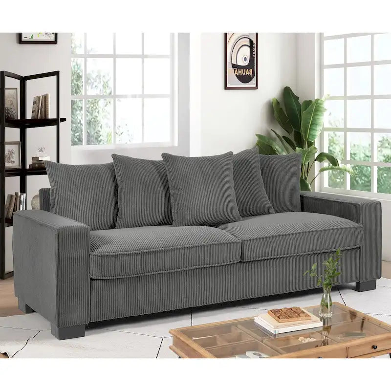 Transitional Track Arm Upholstered Indoor Sofa