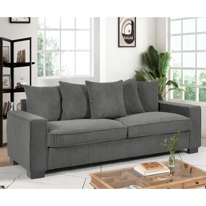 Transitional Track Arm Upholstered Indoor Sofa