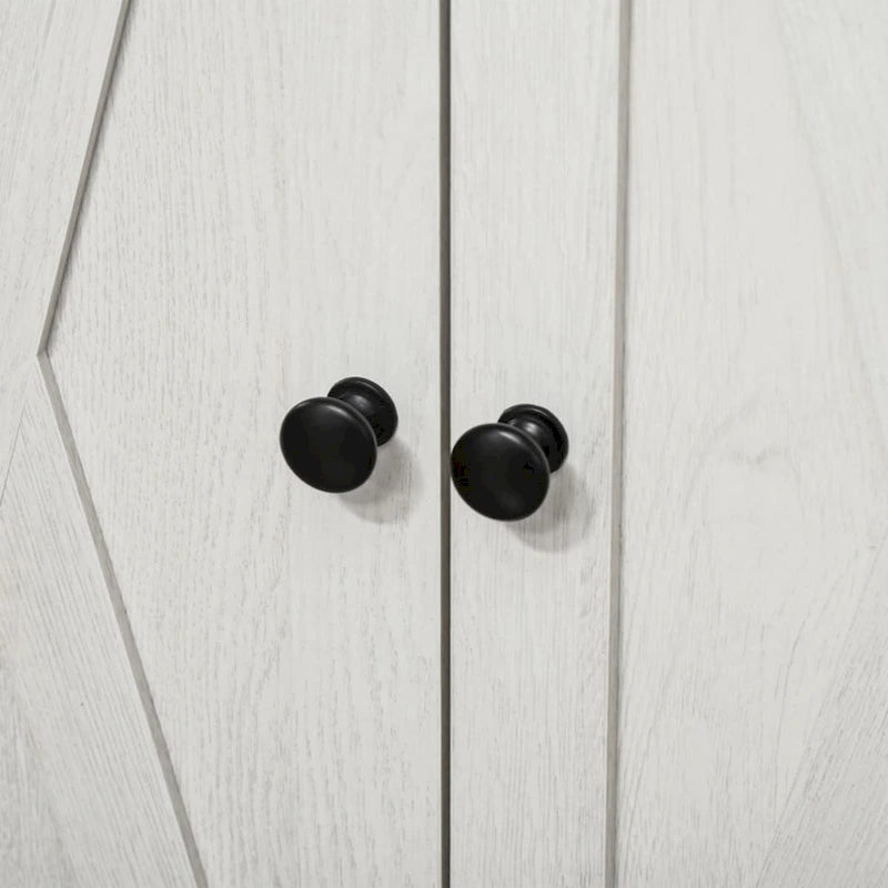 Farmhouse Barn Door Accent Cabinet, Kitchen Sideboard Storage Cabinet with Double Doors, Drawer,White