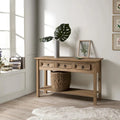 OS Home and Office Furniture Model COR933 Cottage Series Wood Three Drawer Hall Table Console in Corona Brown
