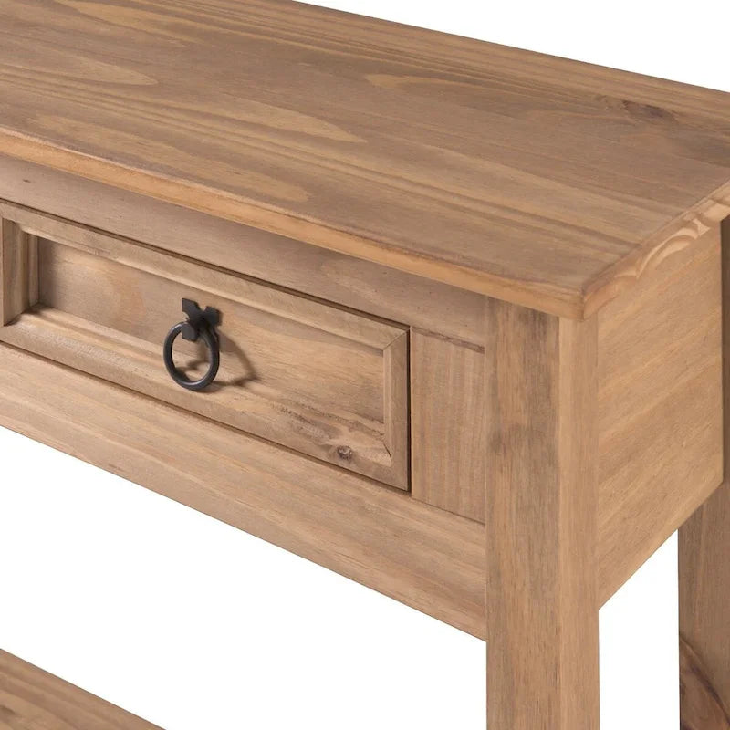 OS Home and Office Furniture Model Series Wood Three Drawer Hall Table Console in Corona Brown