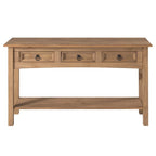 Wood Three Drawer Hall Table Console in Brown