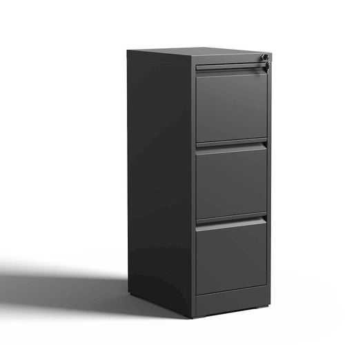 3-Drawers 14.96 W Metal Vertical File Cabinet with Lock Office Home Vertical File Cabinet for A4 / Size