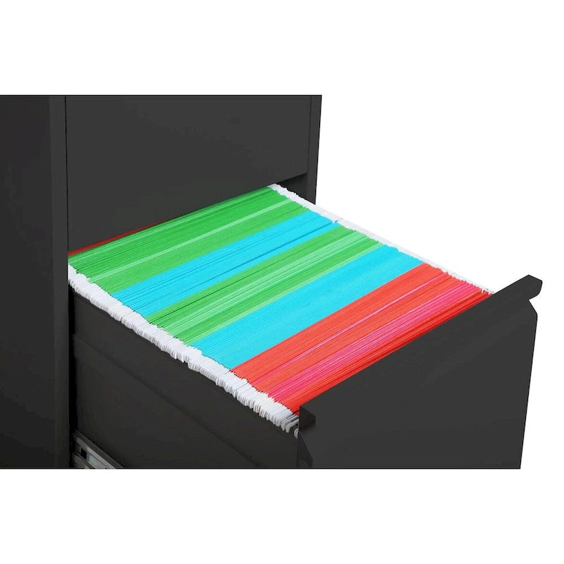 3-Drawers 14.96 W Metal Vertical File Cabinet with Lock Office Home Vertical File Cabinet for A4 / Size