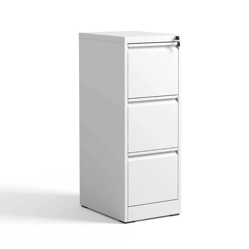 3-Drawers 14.96 W Metal Vertical File Cabinet with Lock Office Home Vertical File Cabinet for A4 / Size