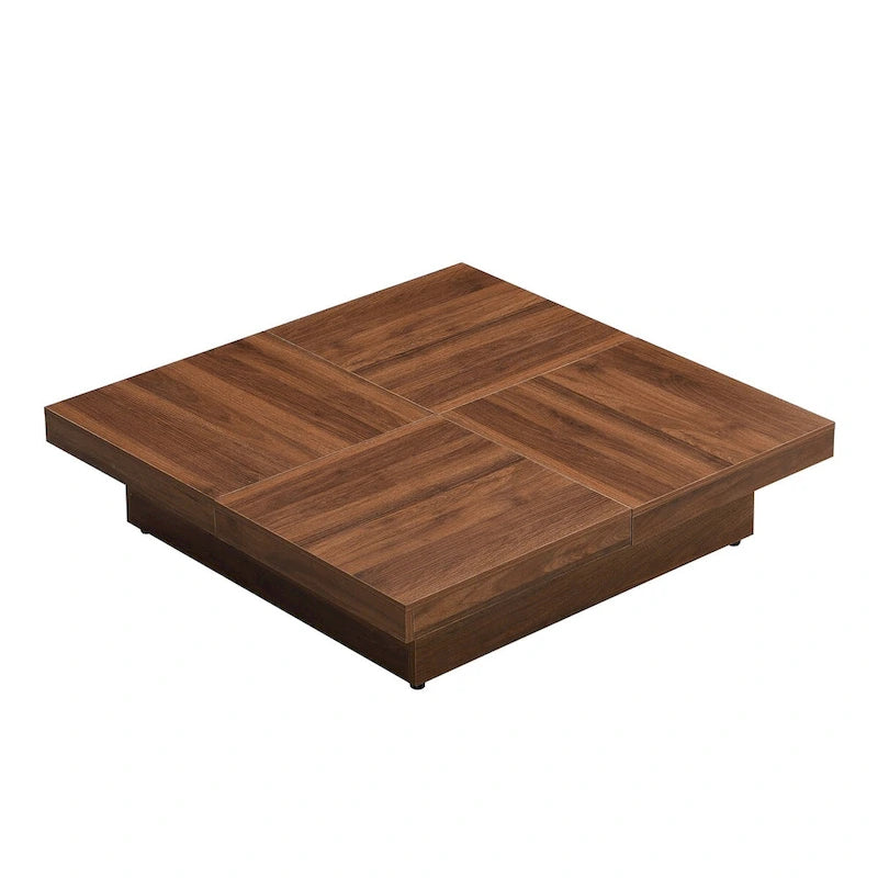 Square Marble Veneer Coffee Table Sliding Top with Storage