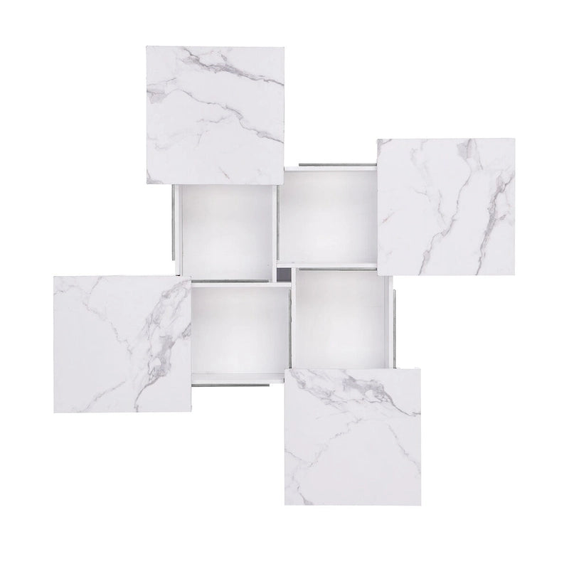 Square Marble Veneer Coffee Table Sliding Top with Storage