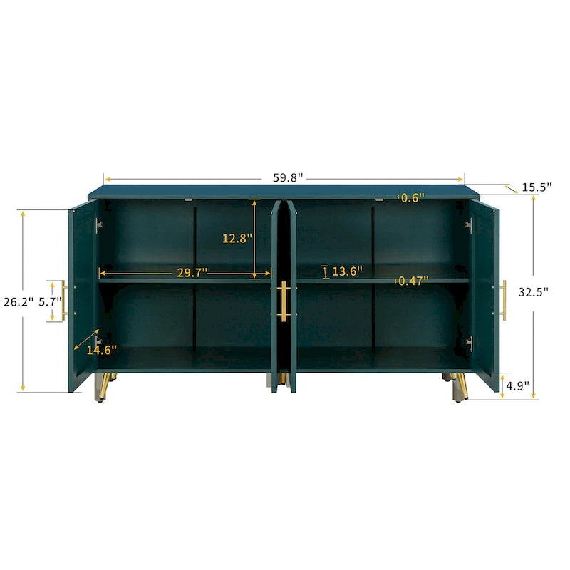 Wood TV Stand with Storage Cabinet & Adjustable Shelves, Media TV Console for Living Room Bedroom