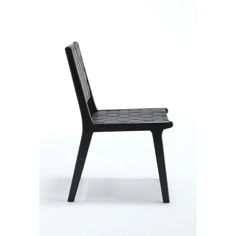 Saddle leather woven dining chair, solid wood legs, suitable for dining room and living room