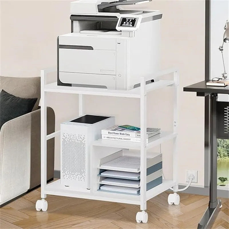 Printer Stand with Charging Station and USB Ports Large 3-Tier - 24D x 18.62W x 30.86H