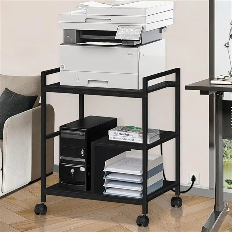 Printer Stand with Charging Station and USB Ports Large 3-Tier - 24D x 18.62W x 30.86H