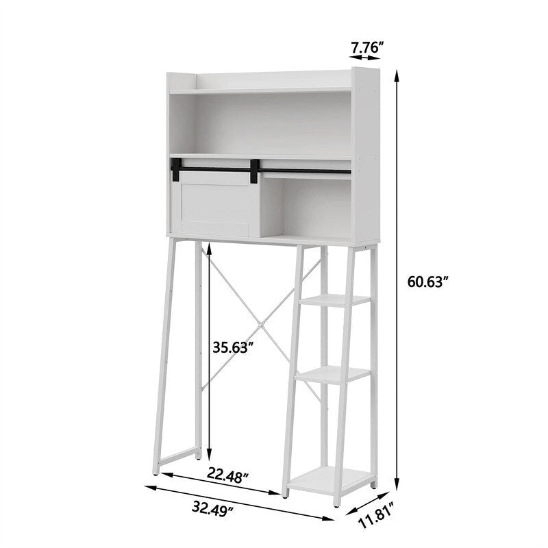 Over The Toilet Storage Cabinet with Toilet Paper Holder Stand - 11.81D x 32.49W x 60.63H