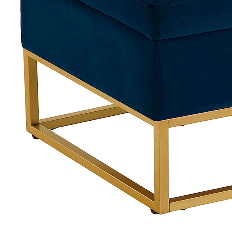Modern Velvet Upholstered Storage Bench with Flip-Up Seat Top