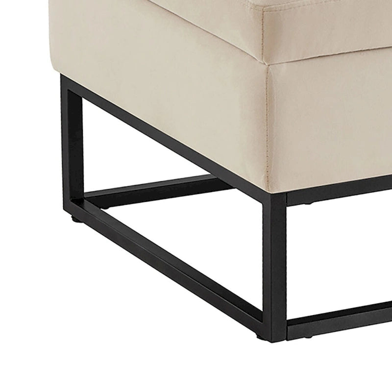 Modern Velvet Upholstered Storage Bench with Flip-Up Seat Top