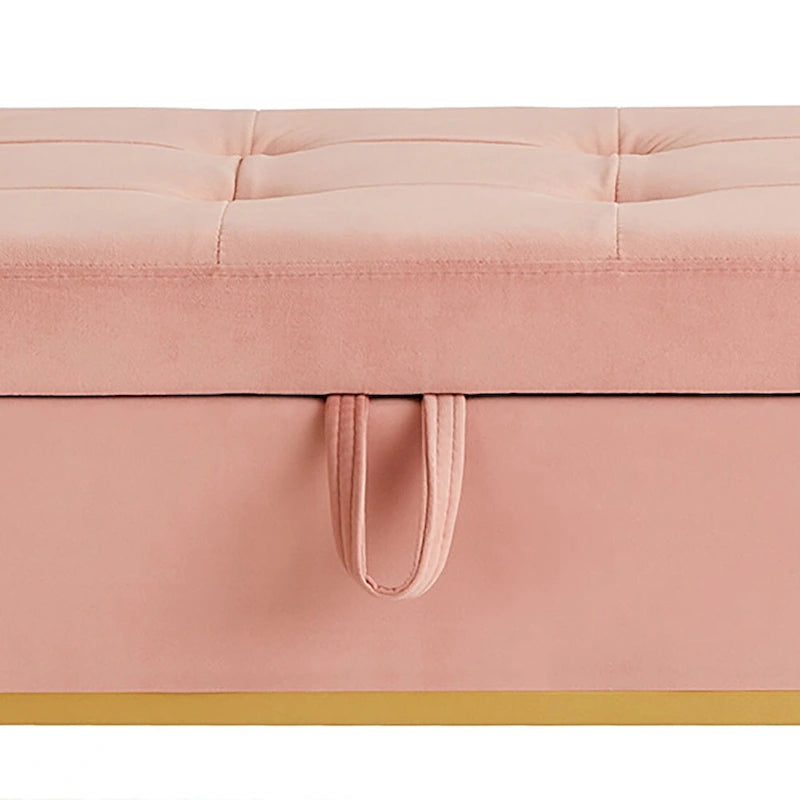 Modern Velvet Upholstered Storage Bench with Flip-Up Seat Top