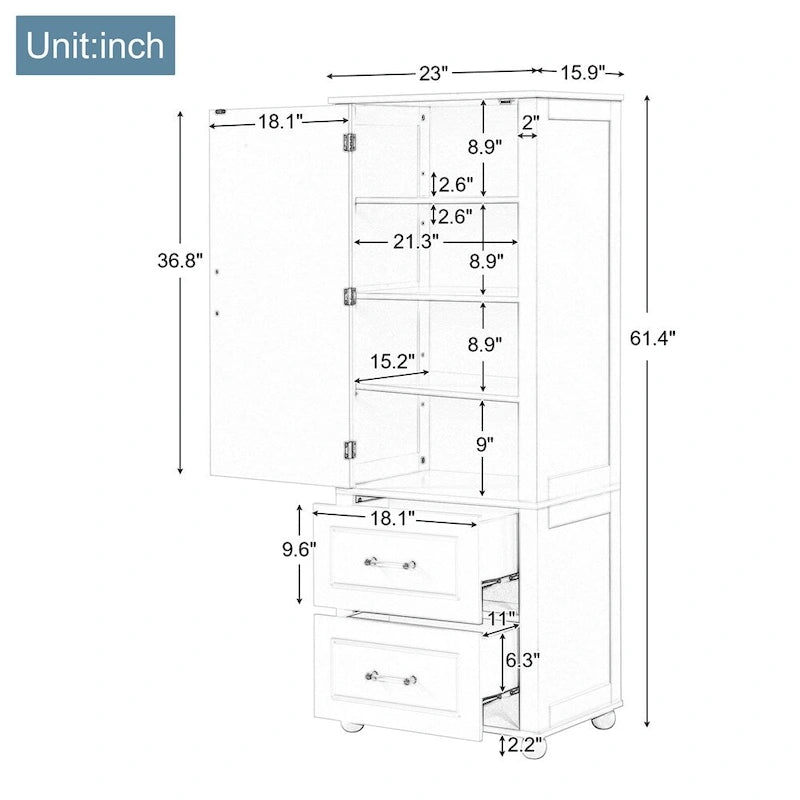 Tall Bathroom Storage Cabinet,Freestanding Storage Cabinet