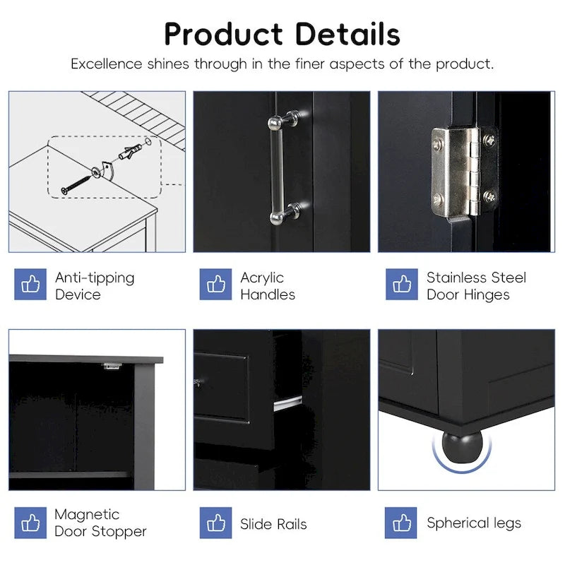 Tall Bathroom Storage Cabinet,Freestanding Storage Cabinet