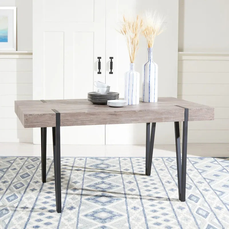 Mid-Century Industrial Rustic Dining Room Table - 59.1 W x 35.4 L x 29.5 H - 59Wx35Dx30H