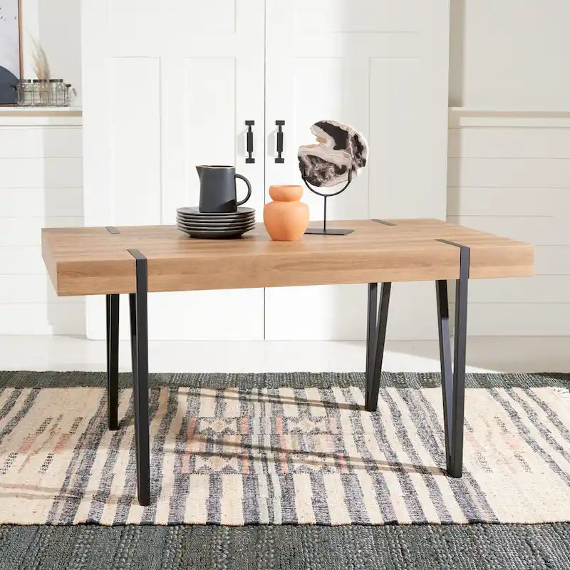 Mid-Century Industrial Rustic Dining Room Table - 59.1 W x 35.4 L x 29.5 H - 59Wx35Dx30H