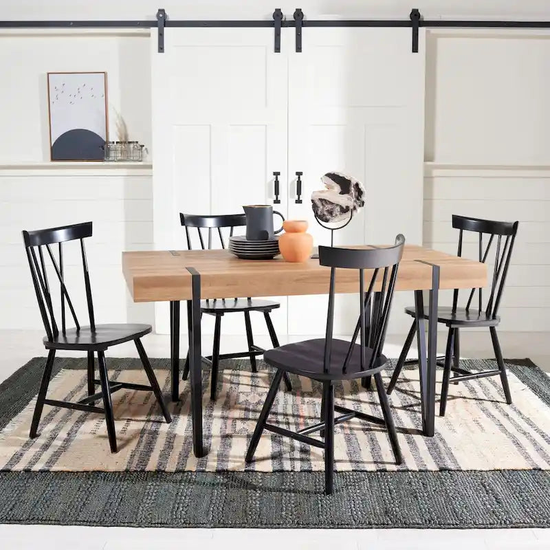 Mid-Century Industrial Rustic Dining Room Table - 59.1 W x 35.4 L x 29.5 H - 59Wx35Dx30H