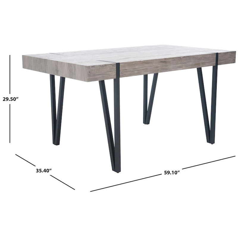 Mid-Century Industrial Rustic Dining Room Table - 59.1 W x 35.4 L x 29.5 H - 59Wx35Dx30H